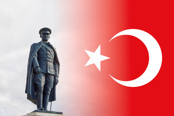 Turkish Flag and Ataturk. 29th october or 29 ekim cumhuriyet bayrami