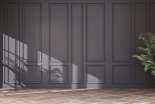 Home interior rendering with empty room color wall and decorated
