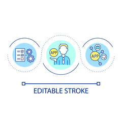 App for business communication and planning loop concept icon. Digital corporate network. Technology abstract idea thin line illustration. Isolated outline drawing. Editable stroke. Arial font used