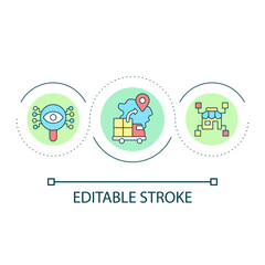 AI in logistics service loop concept icon. Delivery organization with digital technology. Business abstract idea thin line illustration. Isolated outline drawing. Editable stroke. Arial font used