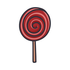 Lollipop clipart. Candy round spiral isolated hand drawn vector illustration. Caramel baby treat, delicious sweetness cartoon