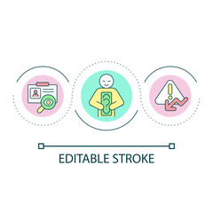 Obraz premium Investment fraud loop concept icon. Theft of personal data. Financial risk predictions abstract idea thin line illustration. Isolated outline drawing. Editable stroke. Arial font used