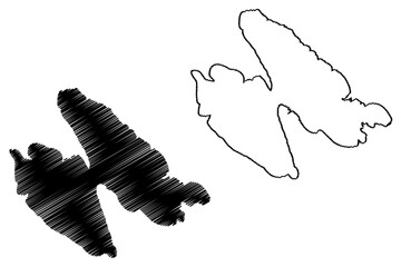 Ist island (Republic of Croatia, Adriatic Sea) map vector illustration, scribble sketch Ist map