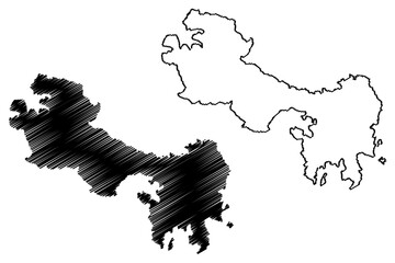 Leipsoi island (Hellenic Republic, Greece) map vector illustration, scribble sketch Lepsia map