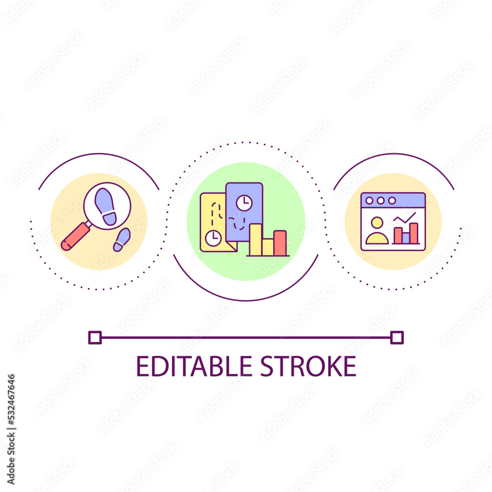 Poster study employee productivity loop concept icon. analysing worker results. corporate workflow abstract