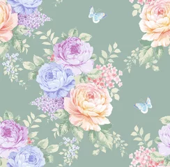 Fototapeten Classic Popular Flower Seamless pattern background.Perfect for wallpaper, fabric design, wrapping paper, surface textures, digital paper. © ZWM