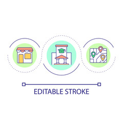 Urban convenience loop concept icon. Comfortable infrastructure for citizens. City development abstract idea thin line illustration. Isolated outline drawing. Editable stroke. Arial font used