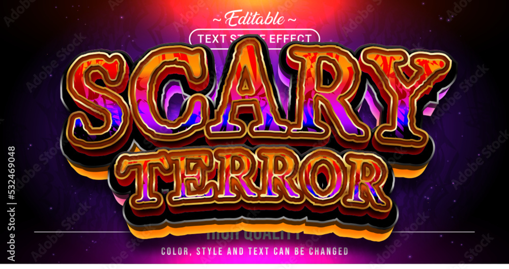 Poster editable text style effect - scary terror text style theme.