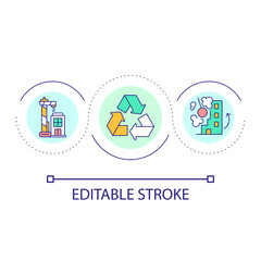 Recycling of old buildings loop concept icon. Sustainable urban construction. Architecture improvement abstract idea thin line illustration. Isolated outline drawing. Editable stroke. Arial font used