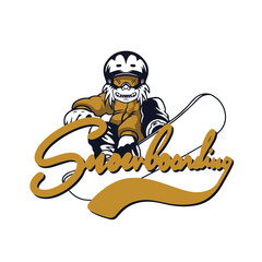 illustration  snowsurfing logo with yeti character
