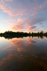 Fototapeta premium Lake along the Hiking path of the island wood near Orleans city