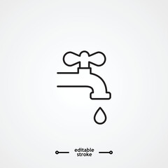 water tap icon vector, sign, symbol, logo, illustration, editable stroke, flat design style isolated on white linear