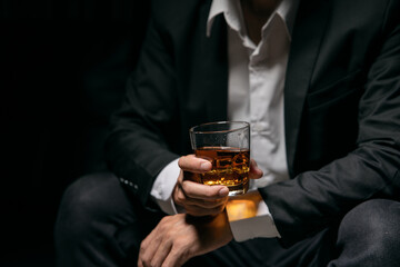 Businessmen in suits drinking  Celebrate whiskey