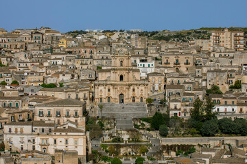 Fototapeta na wymiar Cityscape of Modica, Sicily, Italy from panoramic point