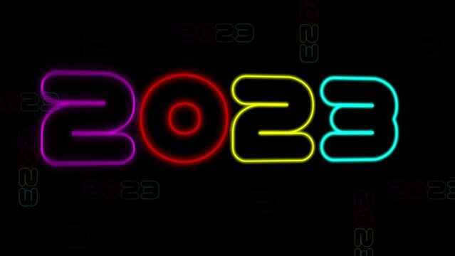 Bright Neon 2023, Amazing Flashing Flickering Effects, Happy New Year 2023, Holidays