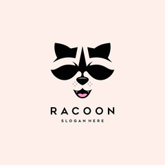 black white raccoon head logo and icon, clip art vector © alexander 137