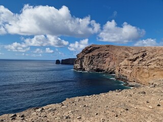 beautiful view of the ocean and mountains.  Rocky coast.  Nature