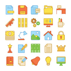 Education Colored Vector Icons 

