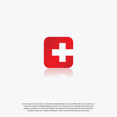 Letter C and plus or cross or medical logo with negative space or gestalt concept for medical or health care logo identity