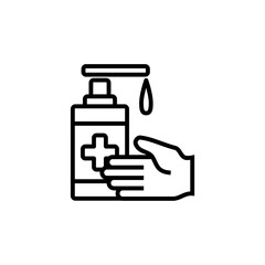 Hand sanitizer line icon isolated on white background