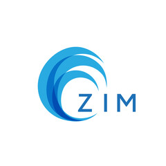 ZIM letter logo. ZIM blue image on white background. ZIM Monogram logo design for entrepreneur and business. ZIM best icon.
