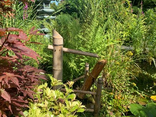 Japanese fountain tsukubai in garden