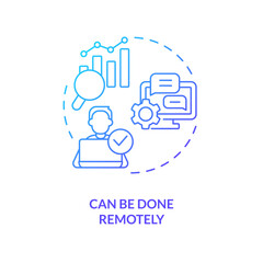 Can be done remotely blue gradient concept icon. Online research providing. Advantage of case study abstract idea thin line illustration. Isolated outline drawing. Myriad Pro-Bold font used