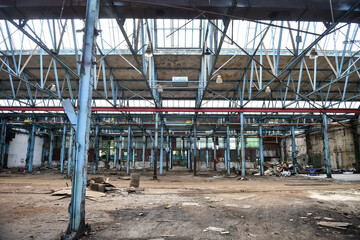 Interior of abandoned industrial hall from an old factory