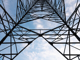 high voltage towers pylon, close up