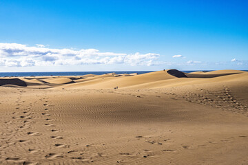 Fototapeta na wymiar Maspalomas Sand Dunes on the south coast of the island of Gran Canaria, Canary Islands, Spain