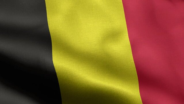 Flag Of Belgium - Belgium Flag High Detail - National flag Belgium wave Pattern loopable Elements - Fabric texture and endless loop - Highly Detailed Flag - The flag of fluttering in the wind
