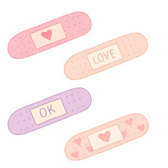 Set of cute plaster with heart