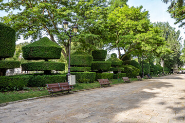 Street called Paseo del Espolon on the river bank in the city of Burgos, Spain