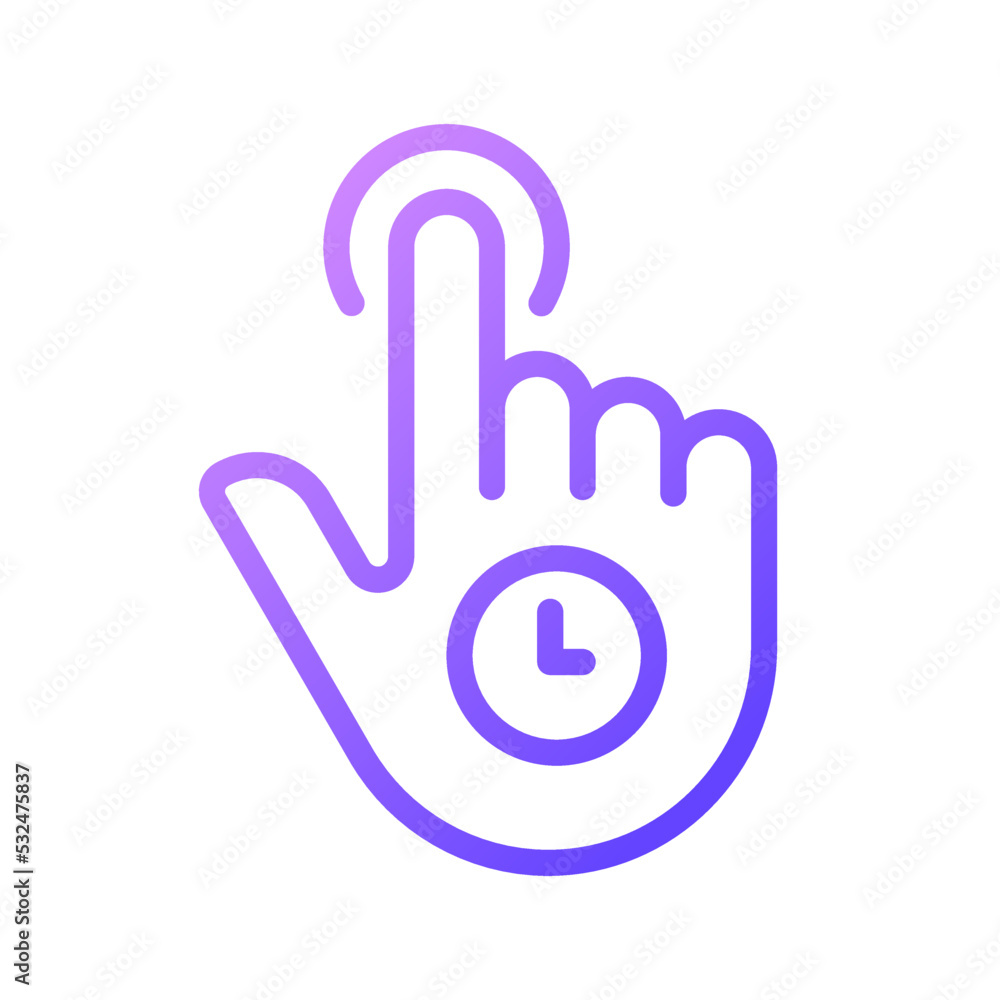 Poster hold gradient linear vector icon. long press. touchscreen control gesture. smartphone navigation. sh