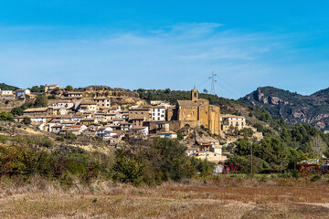 Fototapeta na wymiar View of the town of Murillo de Gallego in the province of Zaragoza. Spain