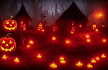 Halloween background. Spooky pumpkin. Halloween design with copyspace