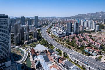 Obraz premium Aerial photography of modern buildings in Qingdao West Coast New Area