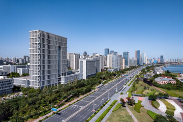 Aerial photography of urban landscape of Qingdao West Coast New Area