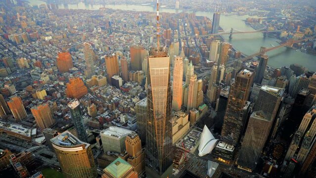 New York City - Aerial Shot (Sunset)