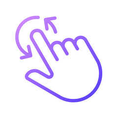 Rotation gradient linear vector icon. Tap to spin picture. Update and reload. Touchscreen. Smartphone navigation. Thin line color symbol. Modern style pictogram. Vector isolated outline drawing