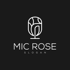 mic rose logo icon design template premium vector