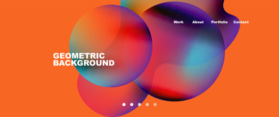 Flowing gradient colors and round elements and circles. Vector illustration for wallpaper, banner, background, leaflet, catalog, cover, flyer