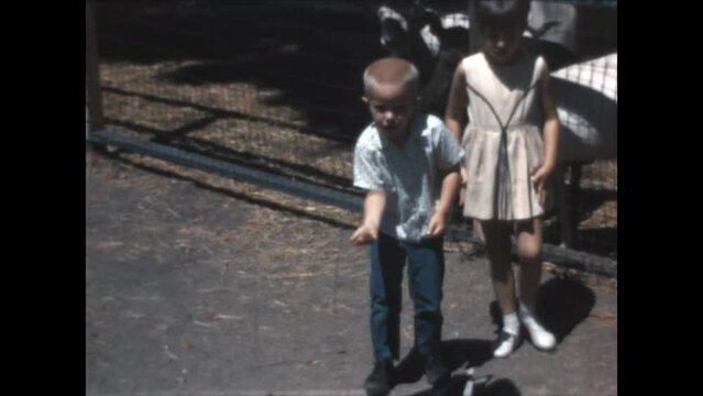 Feeding the Duck 1968 - A boy attempts to feed a duck at a petting zoo in 1968. 