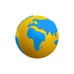 3d realistic style earth in yellow and blue colours. Vector illustration