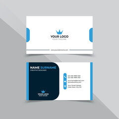 Simple Business card design template in white blue and black color