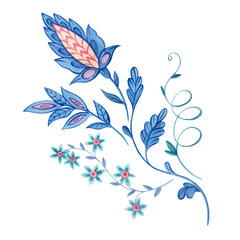 Fototapeta na wymiar Watercolor illustration floral ornament, Turkish cucumber, arabesque