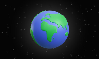 3d realistic planet Earth with simple natural surface texture on starry background. International Mother Earth Day banner or poster. Happy Earth Day concept. Vector illustration