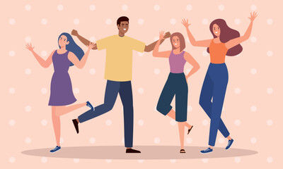 Fototapeta premium people dancing happy characters