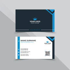 Company Business card design template in white black and blue color