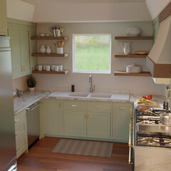Inside a cozy kitchen 3d Render